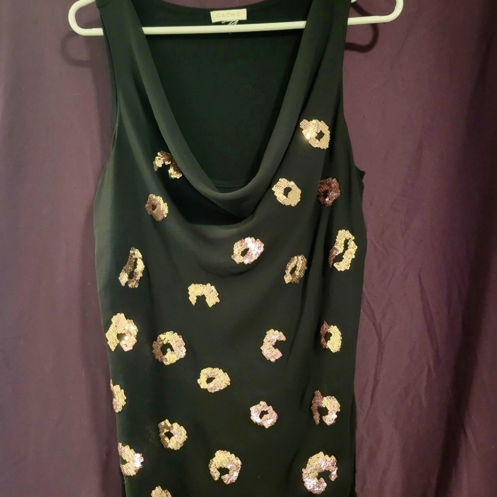 Black and gold Leppard print tank